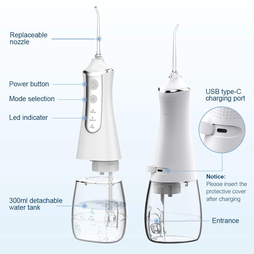 Rechargeable Water Flosser with 5 Nozzles