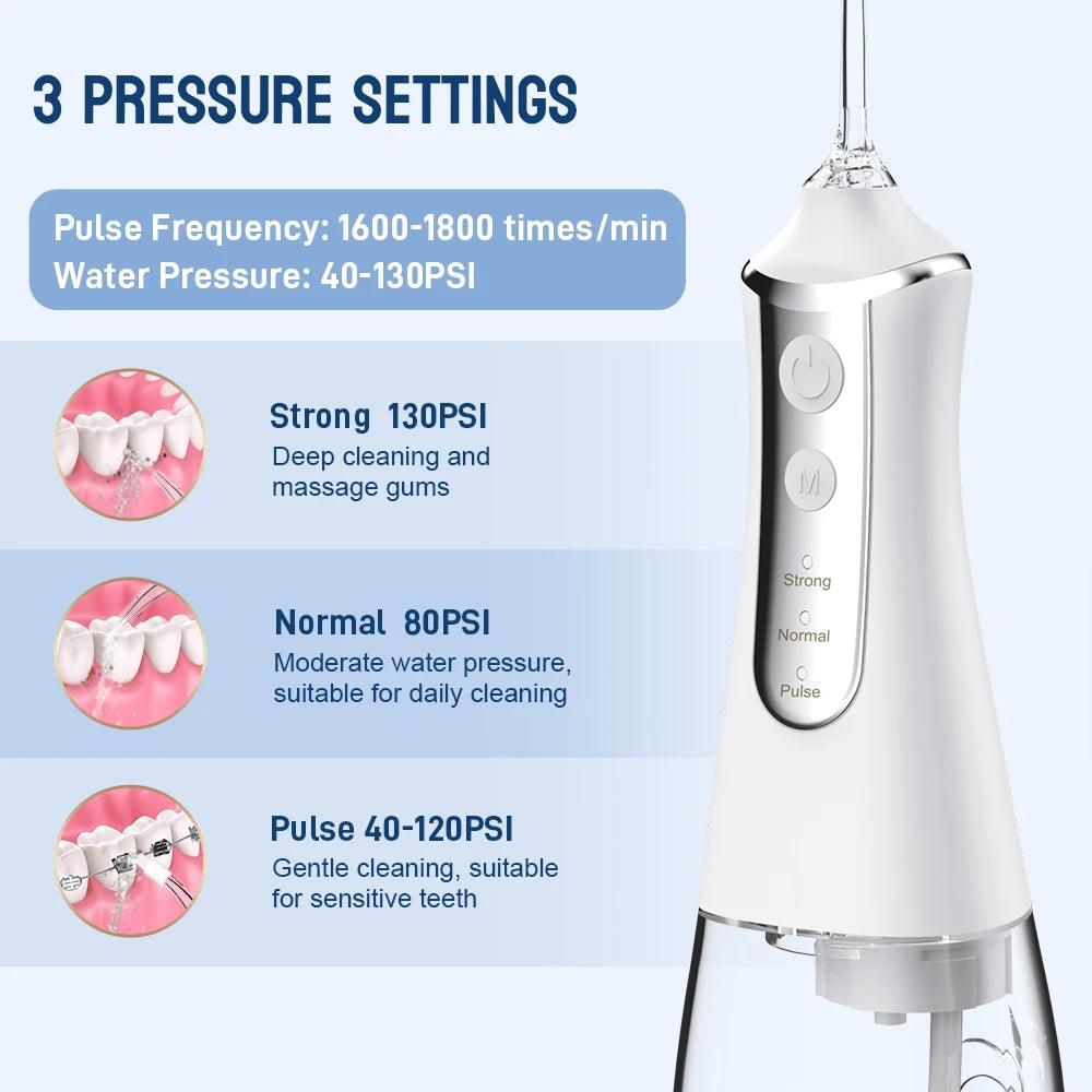 Rechargeable Water Flosser with 5 Nozzles