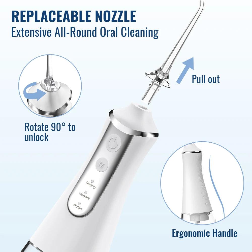 Rechargeable Water Flosser with 5 Nozzles